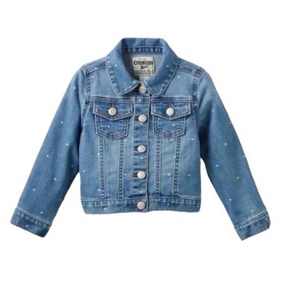 NEW OshKosh B'gosh Toddler Girls' Dot Print Denim Jacket - Picture 1 of 8